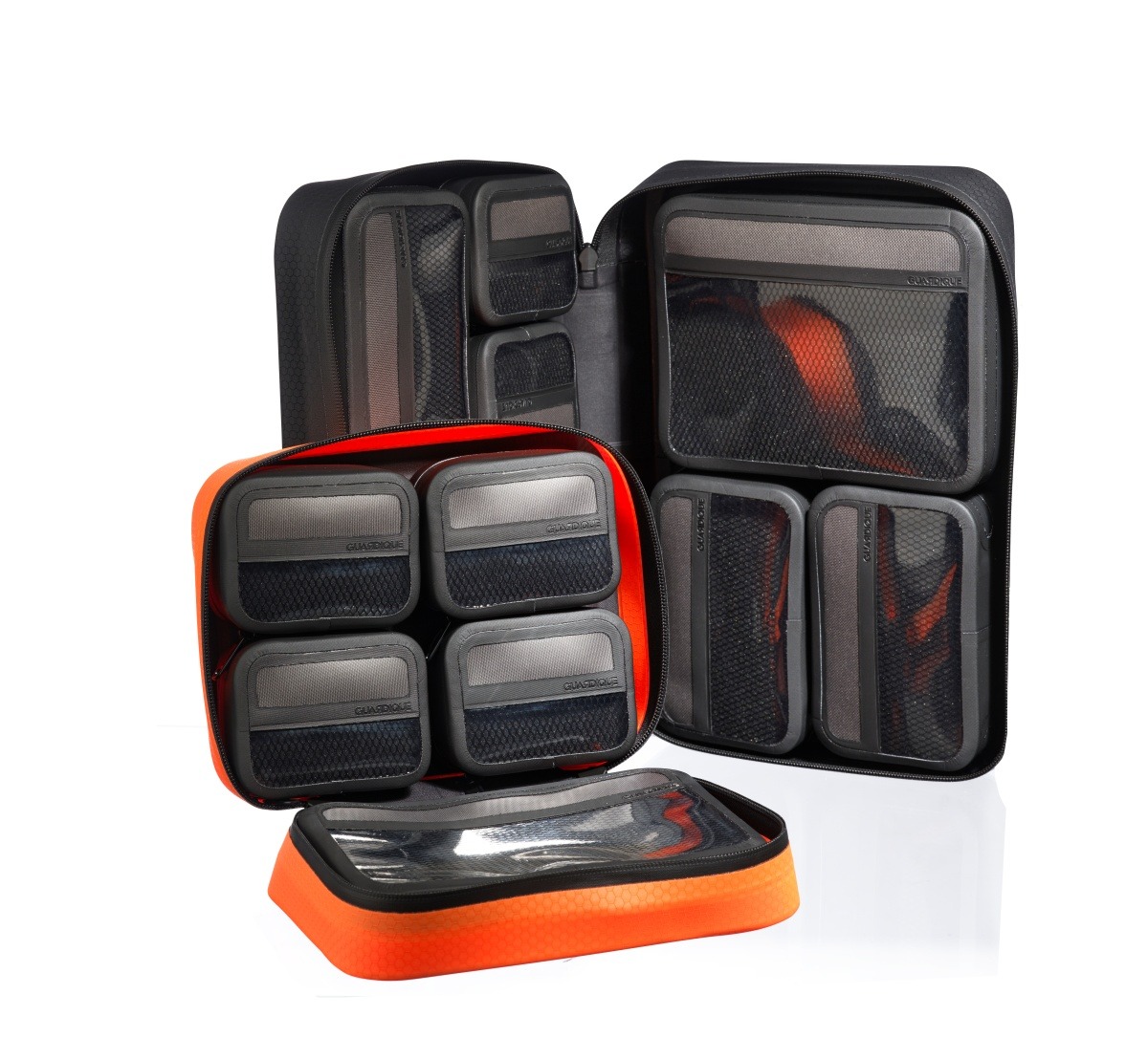 GUARDIQUE MMS — komplet modular magnetic pouch sæt i sort med orange detaljer, P1-P5 lommer