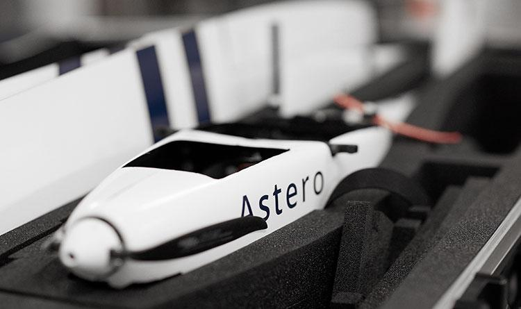 Astero drone sikret i specialtilpasset skumindlæg
